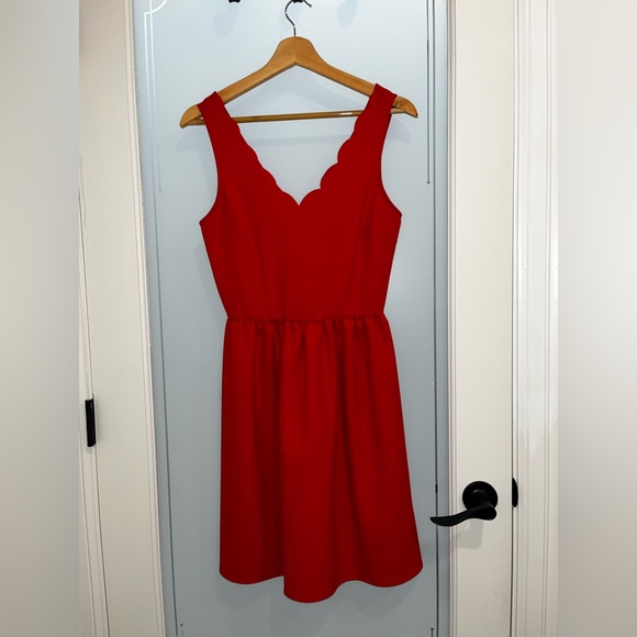 Gianni Bini - Scallop Detail Fit and Flare Mini Dress- Red - Picture 1 of 4